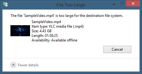 Too Large For Destination File System
